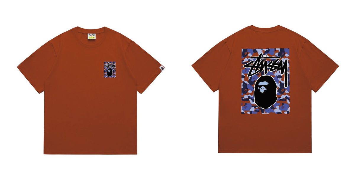BAPE Blue Camo Black Ape Graphic T-Shirt