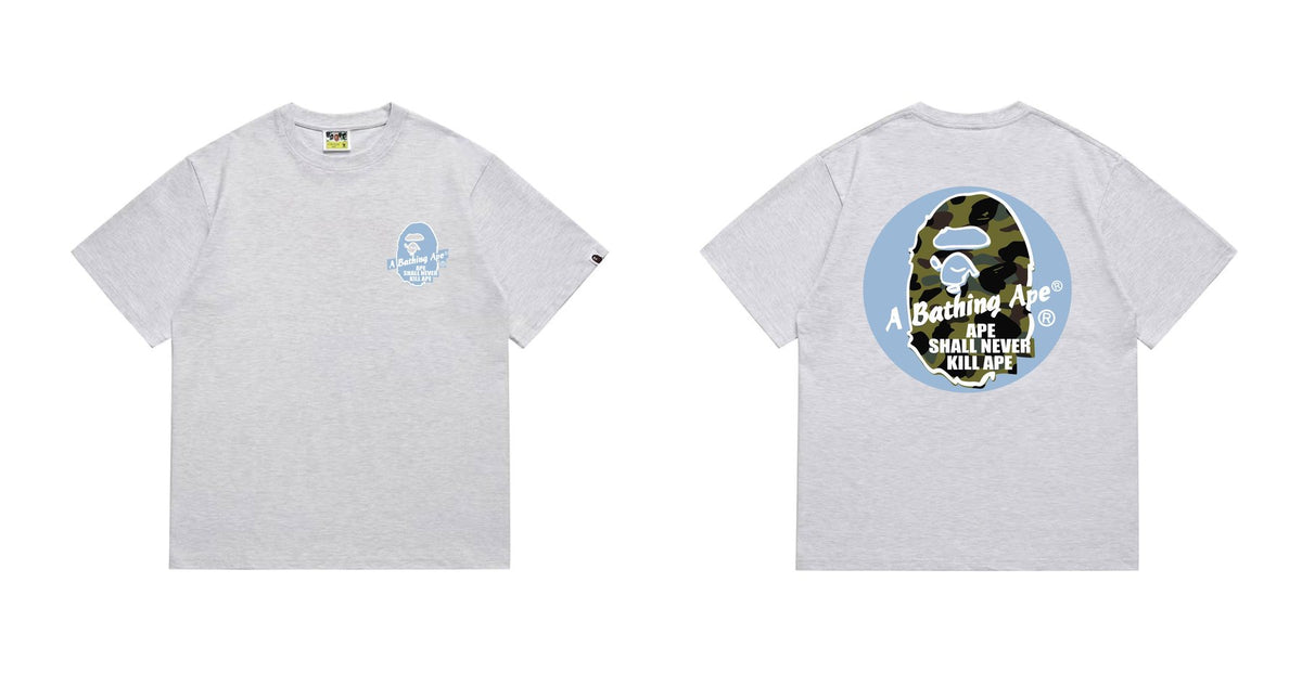 BAPE Blue Accent Camo Ape Circle Graphic T-Shirt