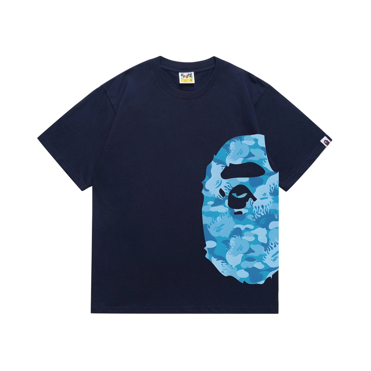 BAPE Blue Camo Ape-Head Side Graphic T-Shirt