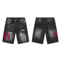 AMIRI Washed Black Embroidered Denim Shorts
