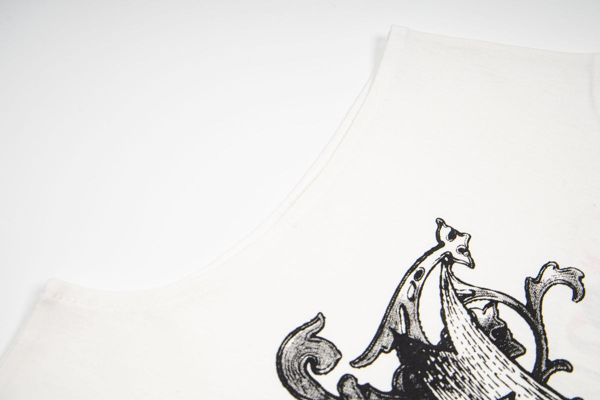 ASAALL White Graphic Sleeveless T-Shirt