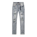 AMIRI Light Blue Distressed Paint Splatter Jeans