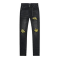 AMIRI Yellow-Backed Distressed Black Jeans
