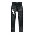 Amiri Varsity Letter Patch Distressed Jeans